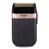 HKM-708243 Rechargeable Double Mesh Razor for Face, Hair, and Body - 45 Minutes Runtime, Washable Design, Black with Gold and Silver Accents