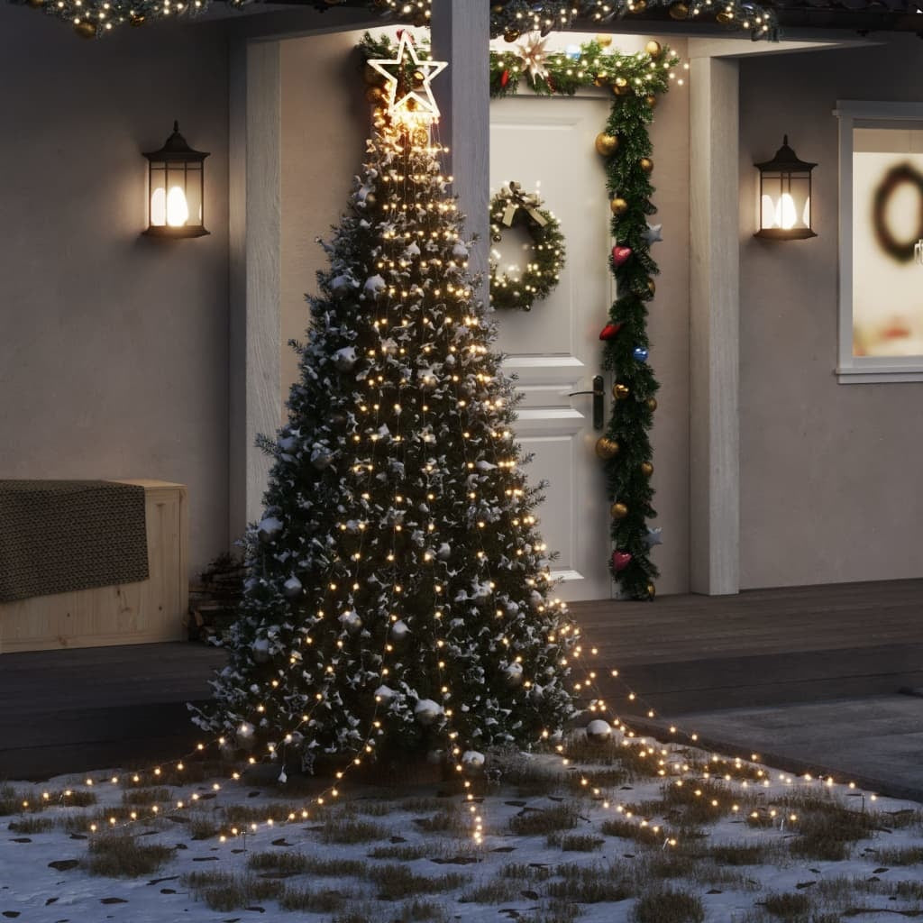 HKM-708307 Warm White LED Christmas Tree Lights with 320 Lights, 375 cm Length, 8 Lighting Modes