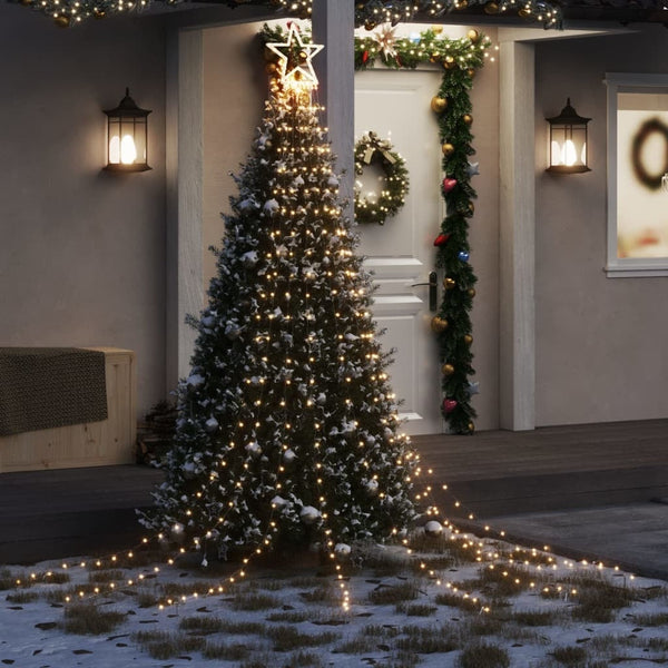 HKM-708307 Warm White LED Christmas Tree Lights with 320 Lights, 375 cm Length, 8 Lighting Modes