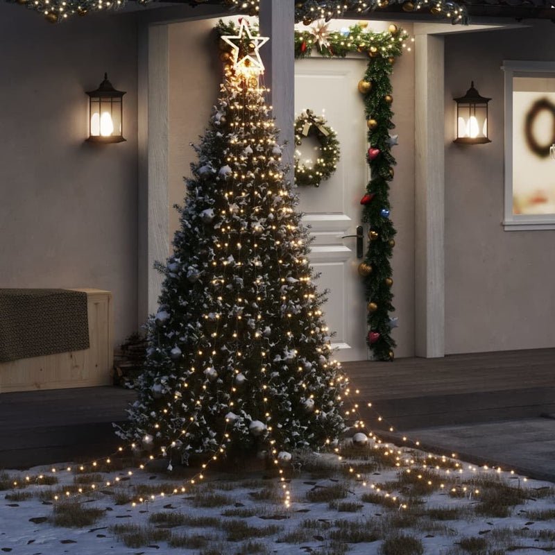 HKM-708307 Warm White LED Christmas Tree Lights with 320 Lights, 375 cm Length, 8 Lighting Modes