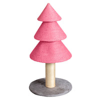 HKM-7084349 Christmas Tree Cat Scratcher Tower - 31.5in Pink Scratch Post with Cozy Fleece Base