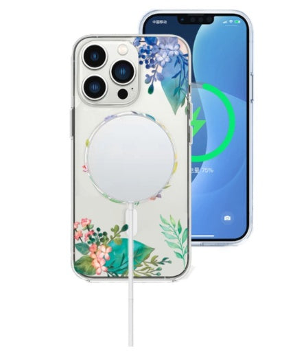 HKM-708435 Transparent Magnetic Mobile Phone Case for iPhone Models with Wireless Charging Compatibility