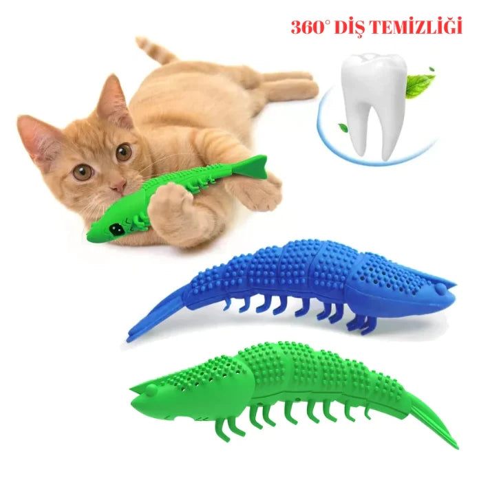 HKM-7084477 Catnip Silicone Crayfish Toy for Cats - Molar Teeth Cleaning & Bite Relief