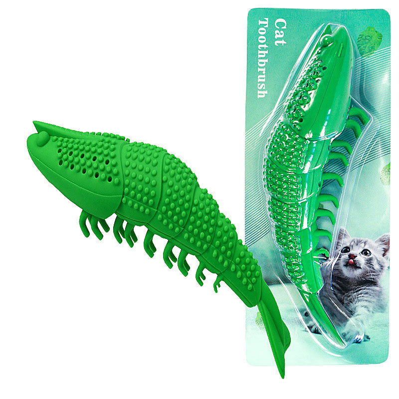 HKM-7084477 Catnip Silicone Crayfish Toy for Cats - Molar Teeth Cleaning & Bite Relief