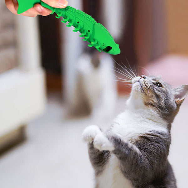 HKM-7084477 Catnip Silicone Crayfish Toy for Cats - Molar Teeth Cleaning & Bite Relief
