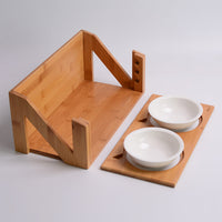 HKM-7084861 Wooden Cat Bowl Dish Rack for Elevated Pet Feeding
