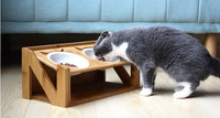 HKM-7084861 Wooden Cat Bowl Dish Rack for Elevated Pet Feeding