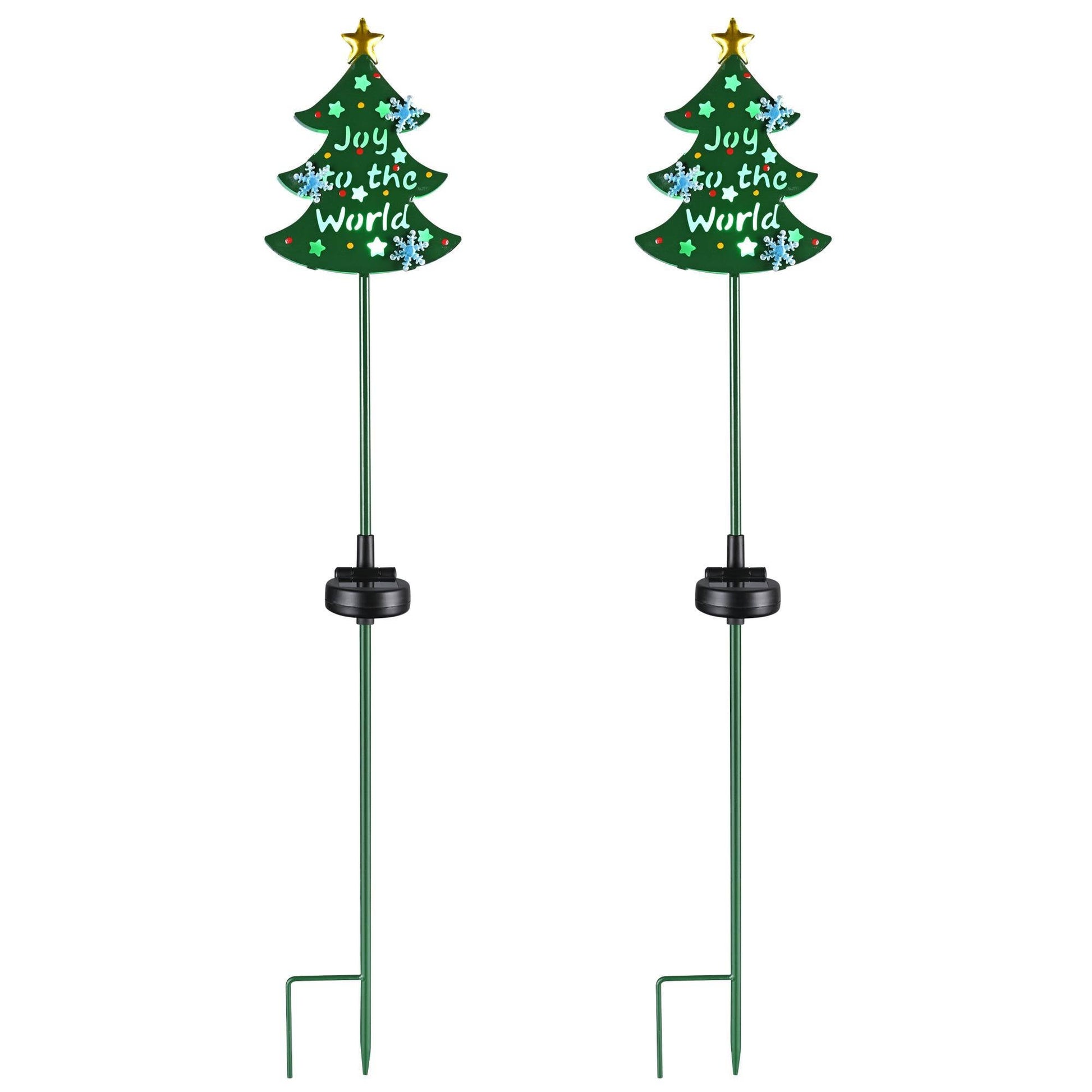 HKM-708627 Solar Christmas Tree Stake Lights with Snowflake Design - Decorative Garden Lighting for Holiday Celebrations