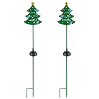 HKM-708627 Solar Christmas Tree Stake Lights with Snowflake Design - Decorative Garden Lighting for Holiday Celebrations