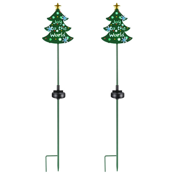 HKM-708627 Solar Christmas Tree Stake Lights with Snowflake Design - Decorative Garden Lighting for Holiday Celebrations