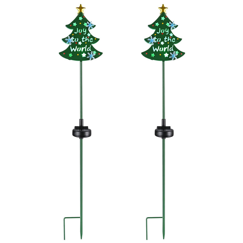 HKM-708627 Solar Christmas Tree Stake Lights with Snowflake Design - Decorative Garden Lighting for Holiday Celebrations