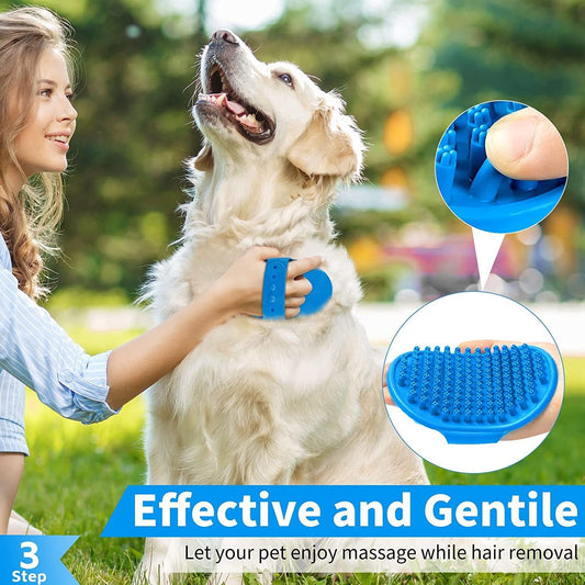 HKM-7086525 3-Piece Dog Bath Brush Set with Adjustable Massage and Shampoo Brushes