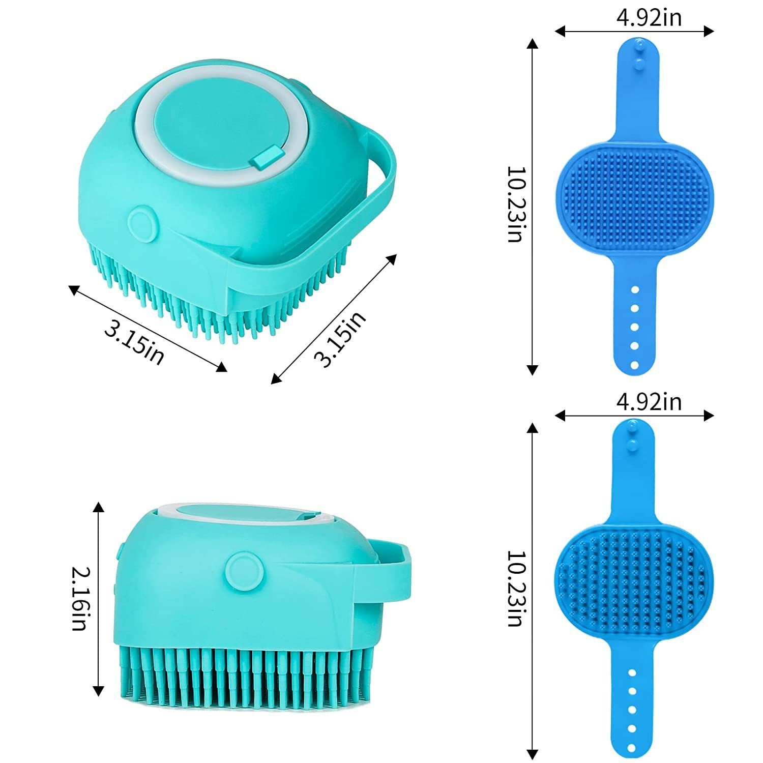 HKM-7086525 3-Piece Dog Bath Brush Set with Adjustable Massage and Shampoo Brushes
