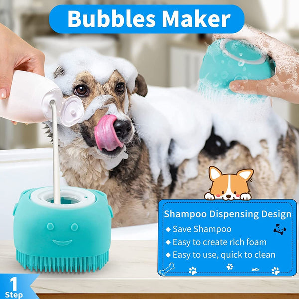 HKM-7086525 3-Piece Dog Bath Brush Set with Adjustable Massage and Shampoo Brushes