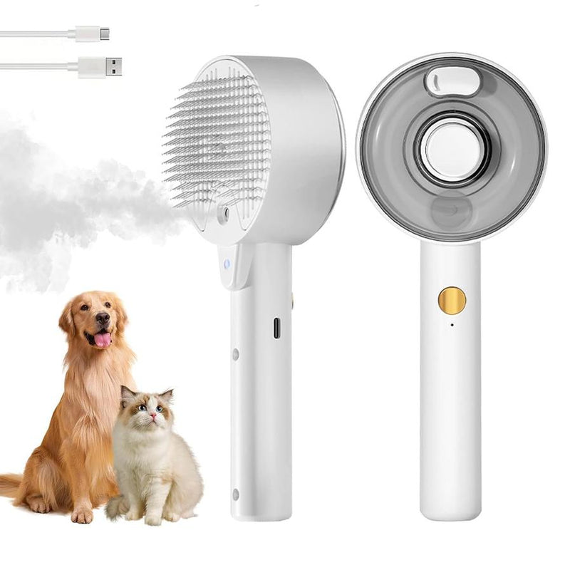 HKM-708691 4-in-1 Cat & Dog Grooming Steam Brush for Shedding, Massage, Self-Cleaning, and Tangle Removal