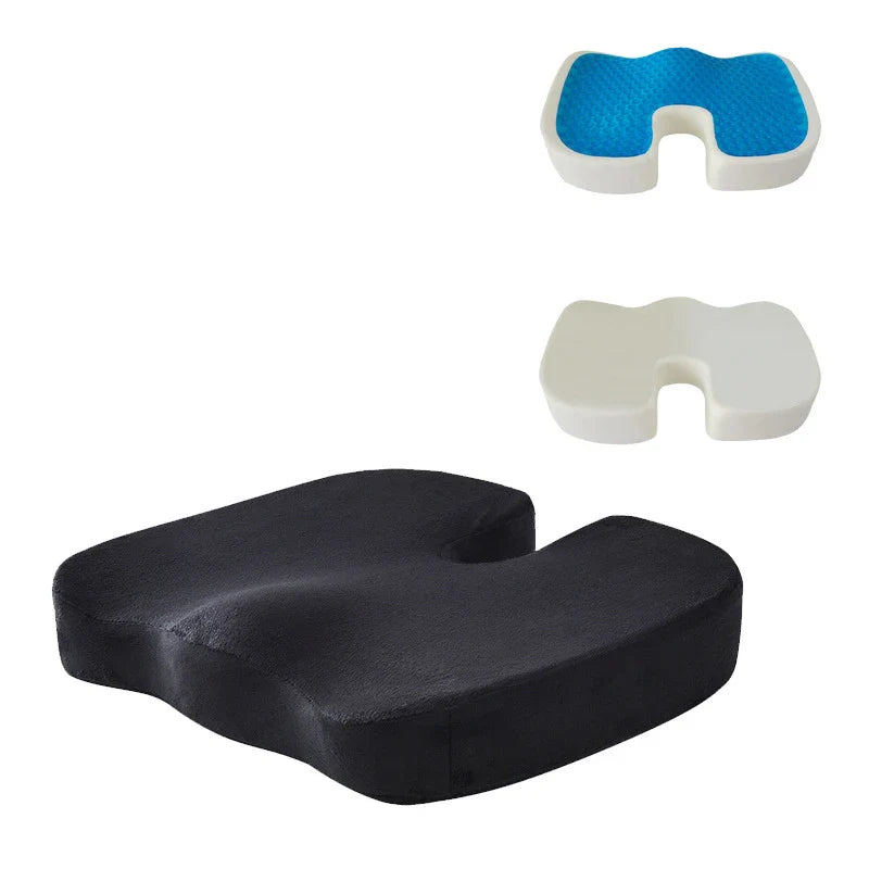 HKM-708691 Orthopedic Gel Seat Cushion with Memory Foam for Tailbone Pain Relief and Non-Slip Design