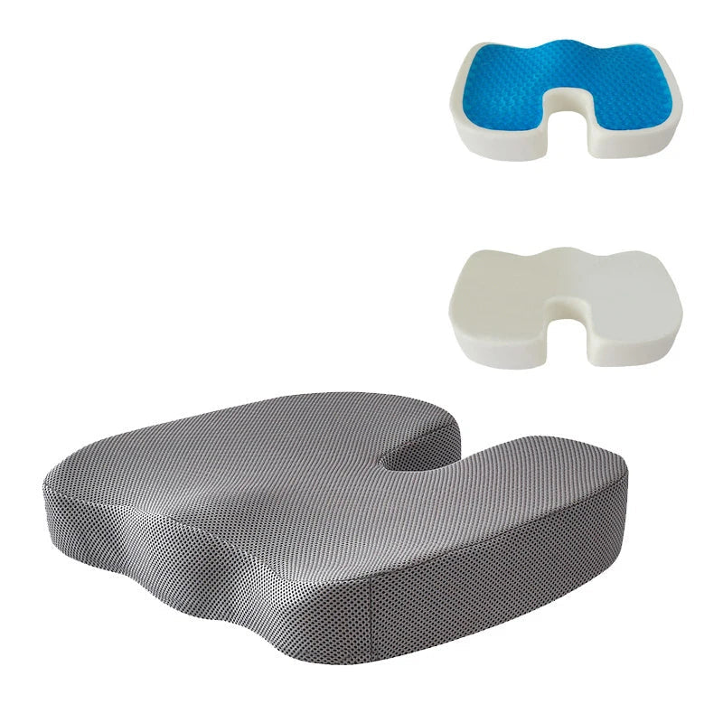 HKM-708691 Orthopedic Gel Seat Cushion with Memory Foam for Tailbone Pain Relief and Non-Slip Design