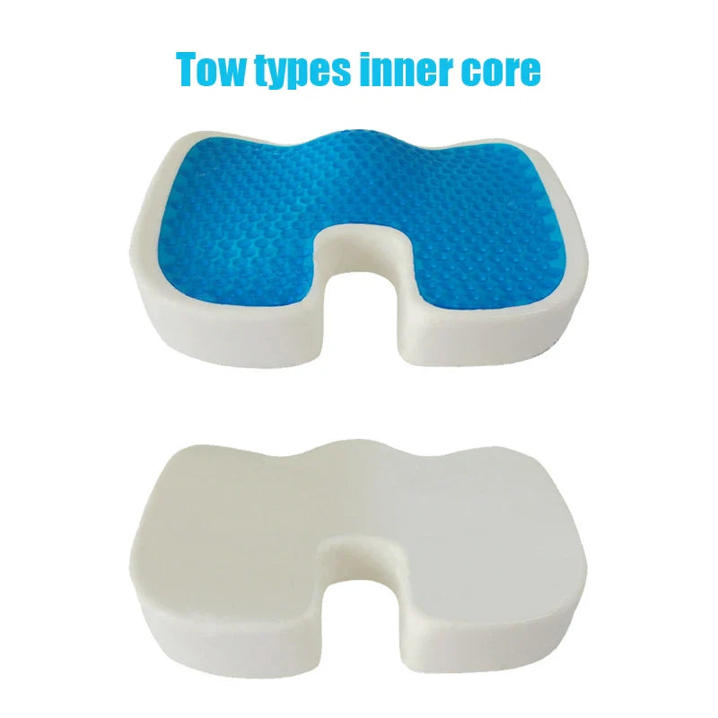 HKM-708691 Orthopedic Gel Seat Cushion with Memory Foam for Tailbone Pain Relief and Non-Slip Design