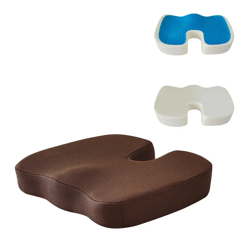 HKM-708691 Orthopedic Gel Seat Cushion with Memory Foam for Tailbone Pain Relief and Non-Slip Design