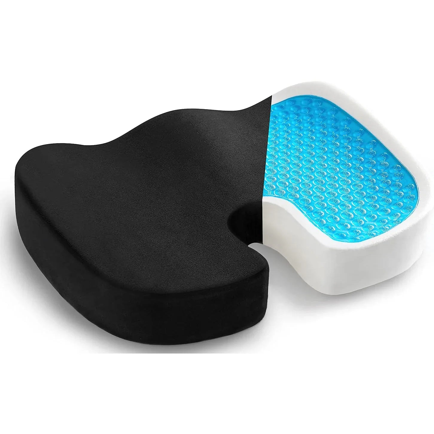 HKM-708691 Orthopedic Gel Seat Cushion with Memory Foam for Tailbone Pain Relief and Non-Slip Design