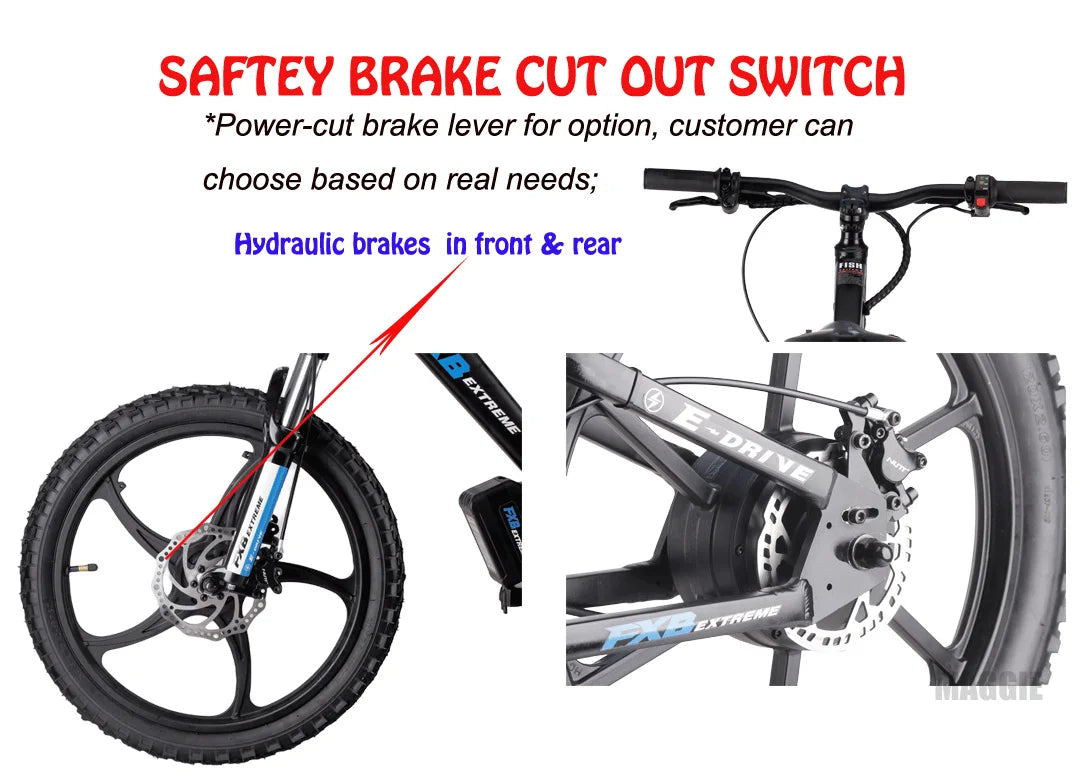 HKM-708755 20-Inch Electric Balance Bike with Lithium Battery, 36V 600W Motor, Hydraulic Disc Brake, 3 Speed Modes