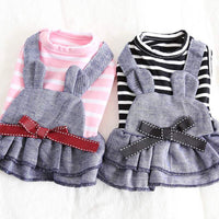 HKM-7089213 Striped Denim Dog Harness for Spring - Comfortable Black Cloth Design