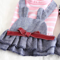 HKM-7089213 Striped Denim Dog Harness for Spring - Comfortable Black Cloth Design