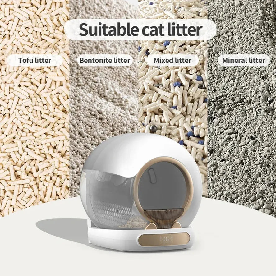 HKM-708947 Automatic Self-Cleaning Cat Litter Box with 65L Capacity and Smart WiFi Features for Multiple Cats