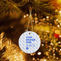 HKM-708947 Ceramic Round Pendant for Christmas Decor with Gold Wire Lanyard
