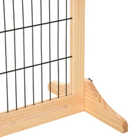 HKM-7090109 Extra Wide Freestanding Pet Gate for Dogs and Cats, Adjustable Length Barrier for Doorways and Hallways, Natural Pine Wood and Steel Design