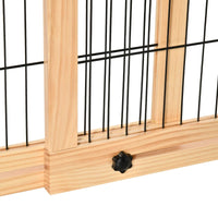 HKM-7090109 Extra Wide Freestanding Pet Gate for Dogs and Cats, Adjustable Length Barrier for Doorways and Hallways, Natural Pine Wood and Steel Design