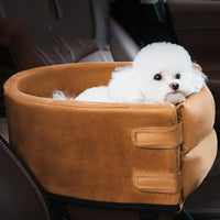 HKM-7090877 Deerskin Velvet Dog Car Seat Nest - Anti-Dirty Central Control Den in Brown, Gray, or Blue