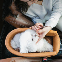HKM-7090877 Deerskin Velvet Dog Car Seat Nest - Anti-Dirty Central Control Den in Brown, Gray, or Blue