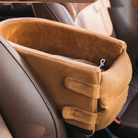 HKM-7090877 Deerskin Velvet Dog Car Seat Nest - Anti-Dirty Central Control Den in Brown, Gray, or Blue