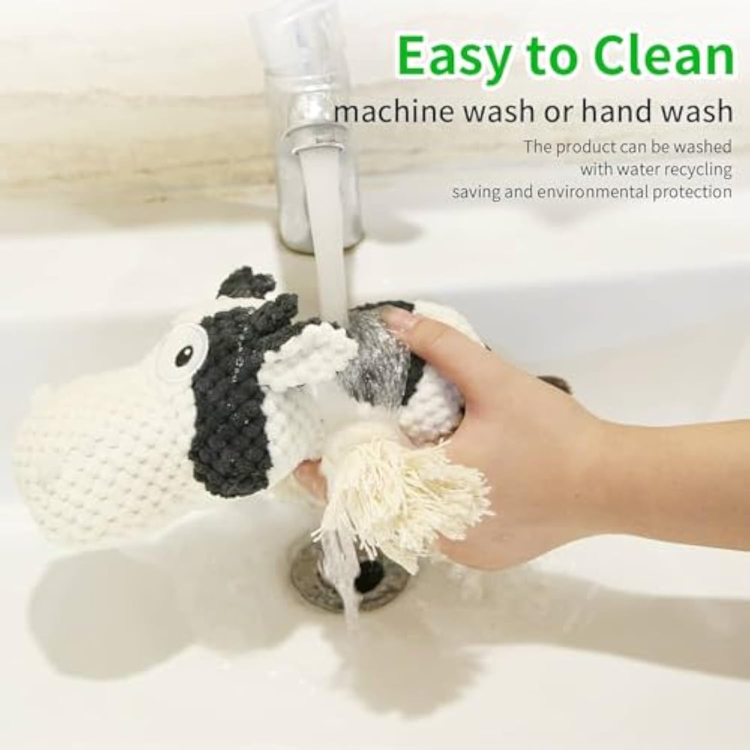 HKM-7091901 Durable Plush Dog Toy with Squeaker and Crinkle Ears, Chew Toy for Small, Medium, and Large Dogs