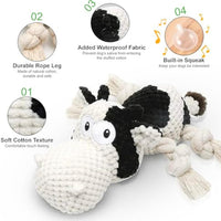 HKM-7091901 Durable Plush Dog Toy with Squeaker and Crinkle Ears, Chew Toy for Small, Medium, and Large Dogs