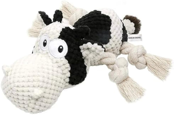 HKM-7091901 Durable Plush Dog Toy with Squeaker and Crinkle Ears, Chew Toy for Small, Medium, and Large Dogs