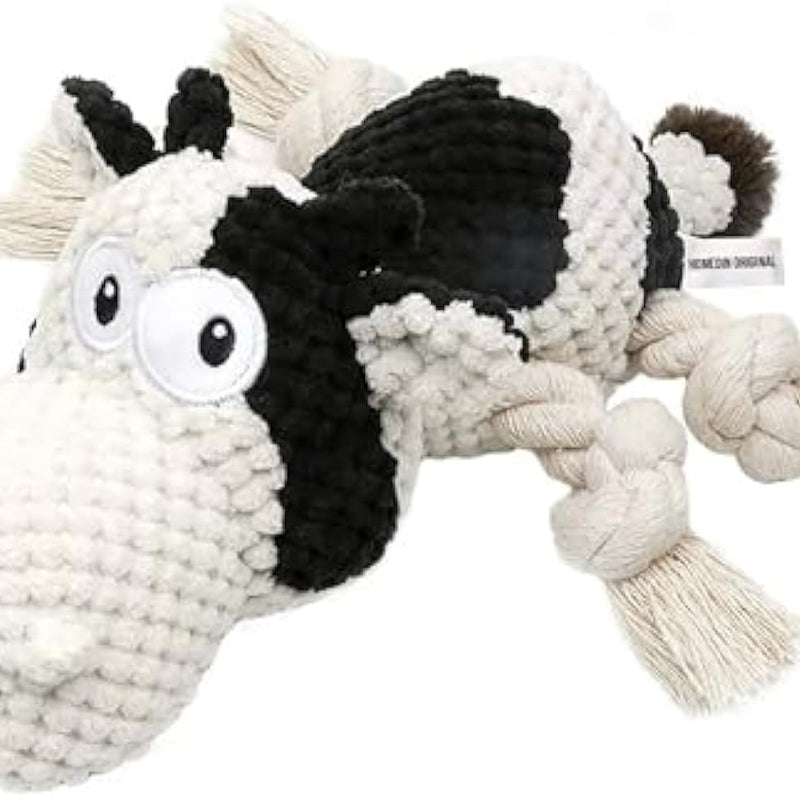 HKM-7091901 Durable Plush Dog Toy with Squeaker and Crinkle Ears, Chew Toy for Small, Medium, and Large Dogs