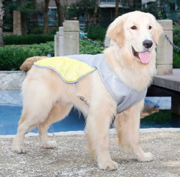 HKM-7092797 Breathable Cooling Vest for Dogs - Heat-Resistant, Moisture-Absorbing Fabric, Reflective Strips, Adjustable Fit