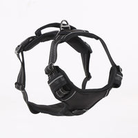 HKM-7093693 Reflective Dog Leash with Vest-style Harness - Black, Red, Fluorescent Orange, Multiple Sizes Available