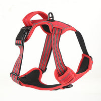 HKM-7093693 Reflective Dog Leash with Vest-style Harness - Black, Red, Fluorescent Orange, Multiple Sizes Available