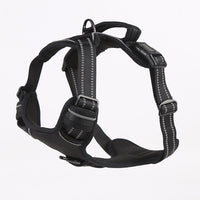 HKM-7093693 Reflective Dog Leash with Vest-style Harness - Black, Red, Fluorescent Orange, Multiple Sizes Available