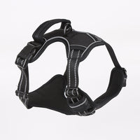 HKM-7093693 Reflective Dog Leash with Vest-style Harness - Black, Red, Fluorescent Orange, Multiple Sizes Available