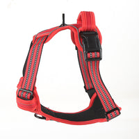 HKM-7093693 Reflective Dog Leash with Vest-style Harness - Black, Red, Fluorescent Orange, Multiple Sizes Available