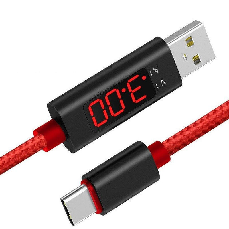 HKM-709395 Nylon Smart Display Data Cable for iPhone and Android Devices – Fast Charging and Data Transfer
