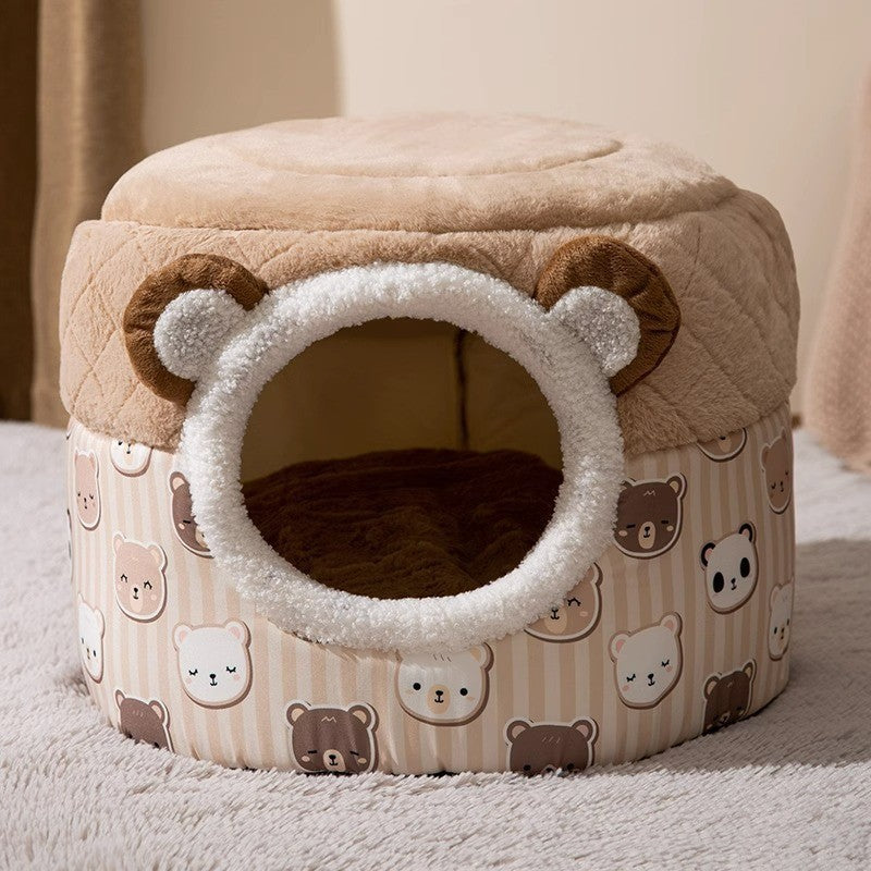 HKM-7094461 Cozy Windproof Pumpkin-Themed Pet Bed for Cats and Small Dogs