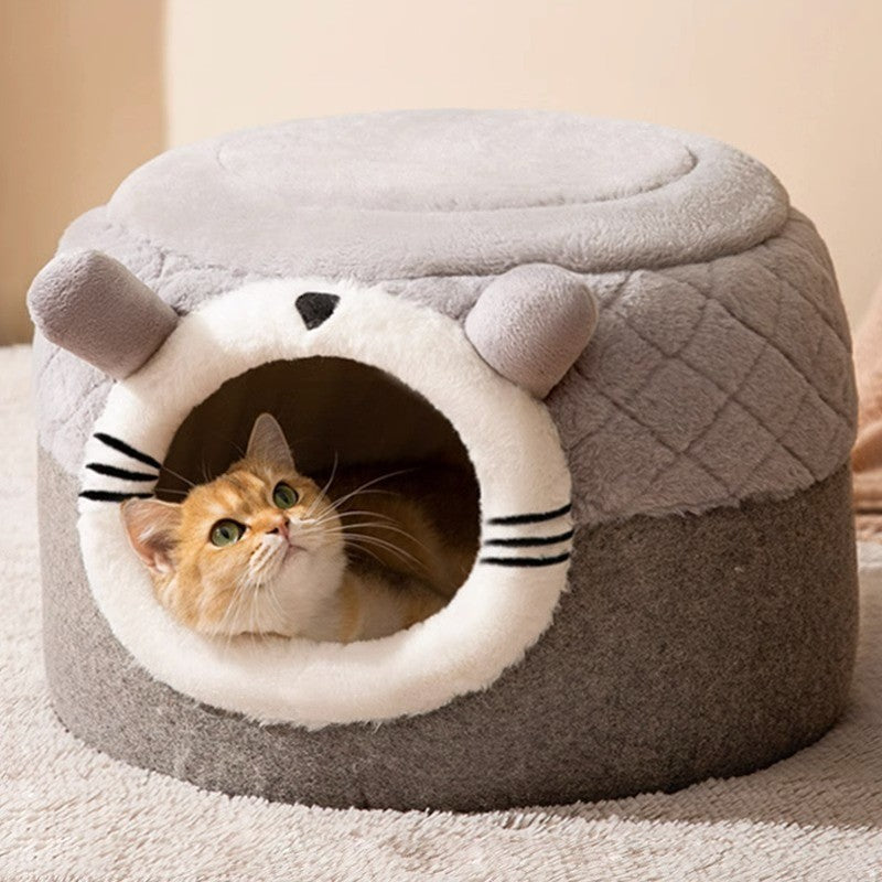 HKM-7094461 Cozy Windproof Pumpkin-Themed Pet Bed for Cats and Small Dogs