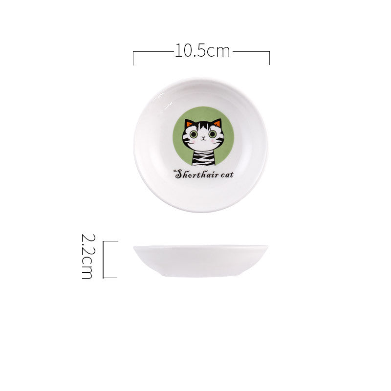 HKM-7094589 Handmade 4-Inch Ceramic Snack Plate for Cats and Dogs