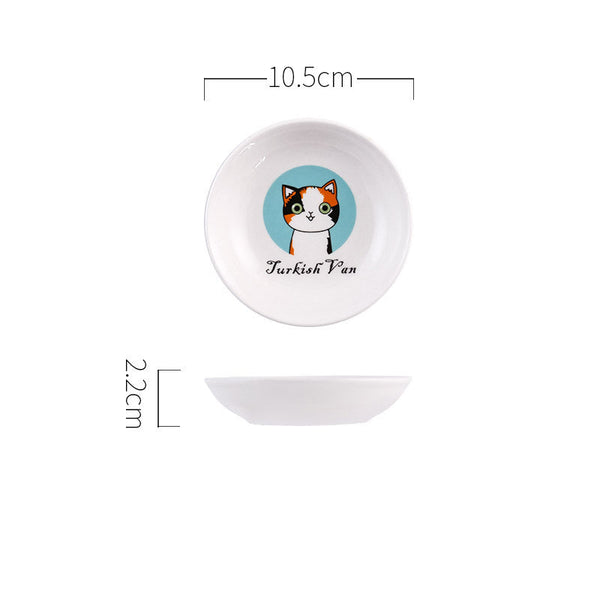 HKM-7094589 Handmade 4-Inch Ceramic Snack Plate for Cats and Dogs