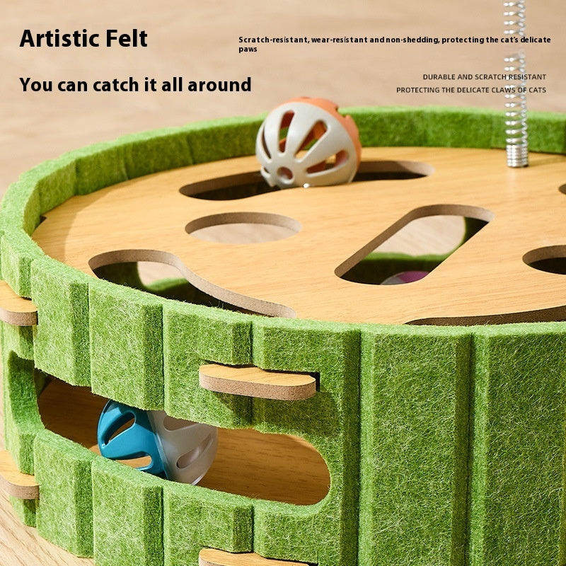 HKM-7095229 Interactive Cat Puzzle Toy - Turntable Design with Multiple Styles in Felt